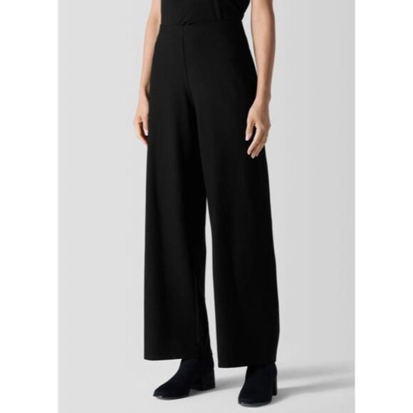 #1164 Eileen Fisher NWT Brown Washable Stretch Crepe Wide Leg Pants Size Large - Picture 1 of 2